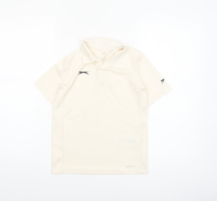 Slazenger Boys Beige Polo Shirt 9-10 Years Sports Top Lightweight