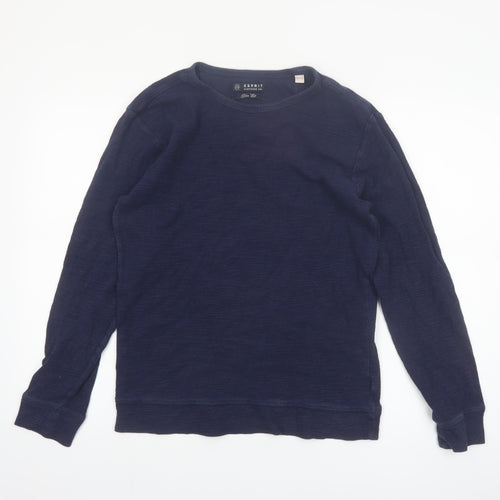 Esprit Mens Blue Slim Fit Long Sleeve Cotton Casual Top M