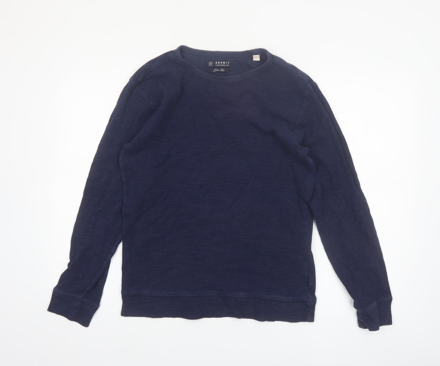 Esprit Mens Blue Slim Fit Long Sleeve Cotton Casual Top M