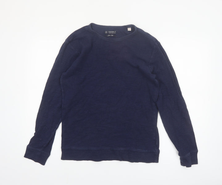 Esprit Mens Blue Slim Fit Long Sleeve Cotton Casual Top M