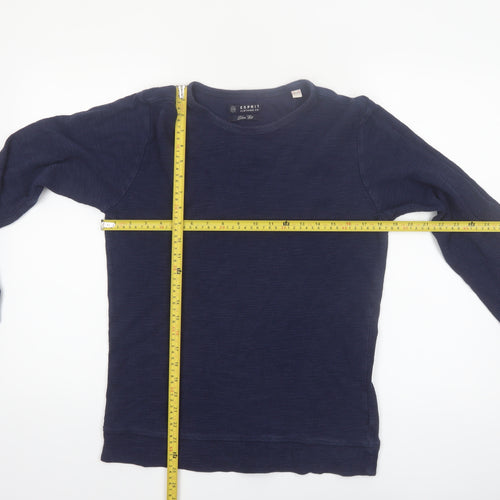 Esprit Mens Blue Slim Fit Long Sleeve Cotton Casual Top M