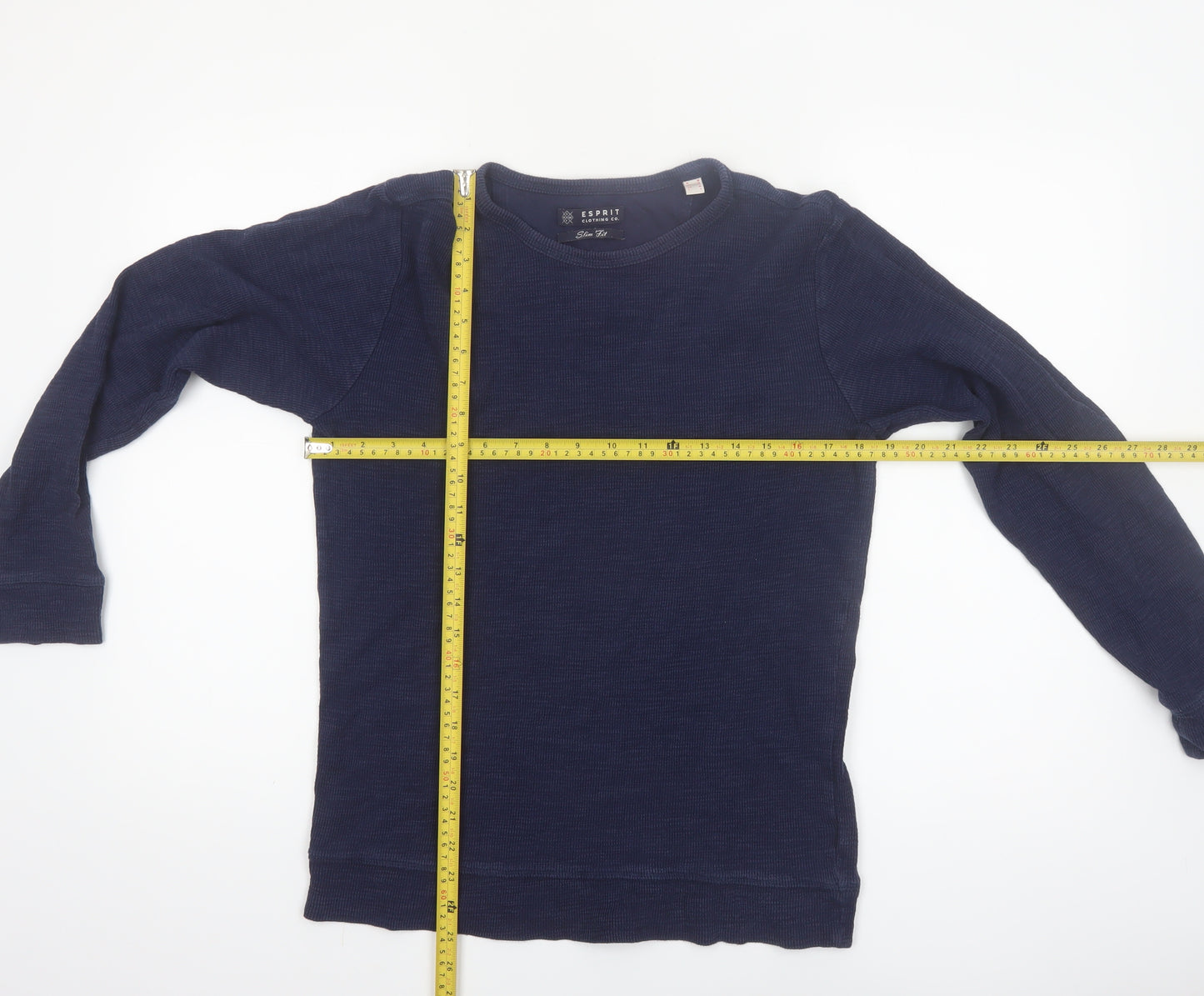 Esprit Mens Blue Slim Fit Long Sleeve Cotton Casual Top M