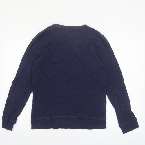 Esprit Mens Blue Slim Fit Long Sleeve Cotton Casual Top M