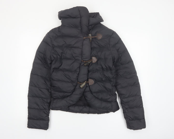 AllSaints Womens Black Puffer Jacket UK 6 Short Down Toggle Winter Coat