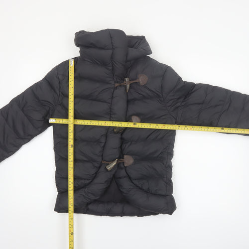 AllSaints Womens Black Puffer Jacket UK 6 Short Down Toggle Winter Coat