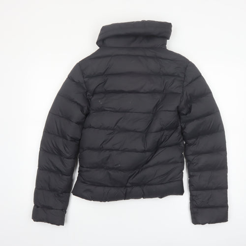 AllSaints Womens Black Puffer Jacket UK 6 Short Down Toggle Winter Coat