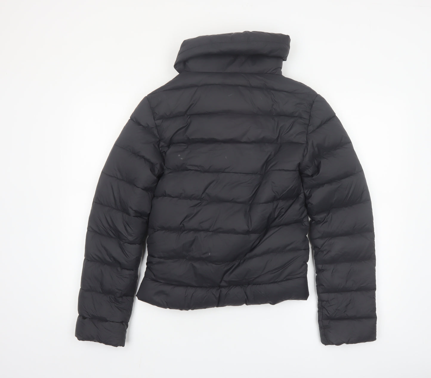 AllSaints Womens Black Puffer Jacket UK 6 Short Down Toggle Winter Coat
