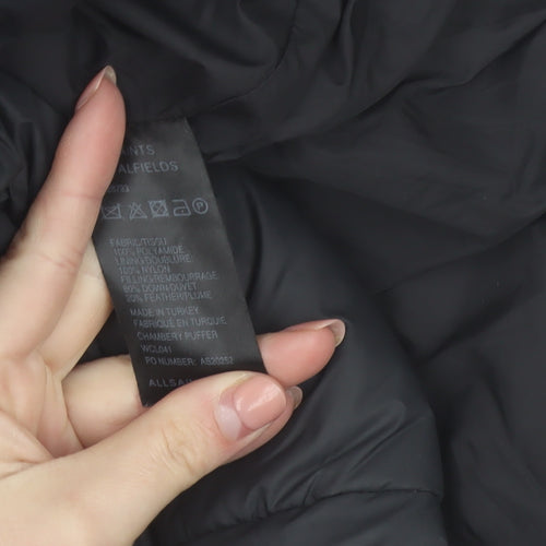 AllSaints Womens Black Puffer Jacket UK 6 Short Down Toggle Winter Coat