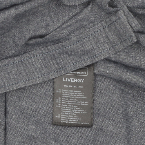 Livergy Men's Blue Cotton Long Sleeve Regular Fit Button-Up Shirt Size L