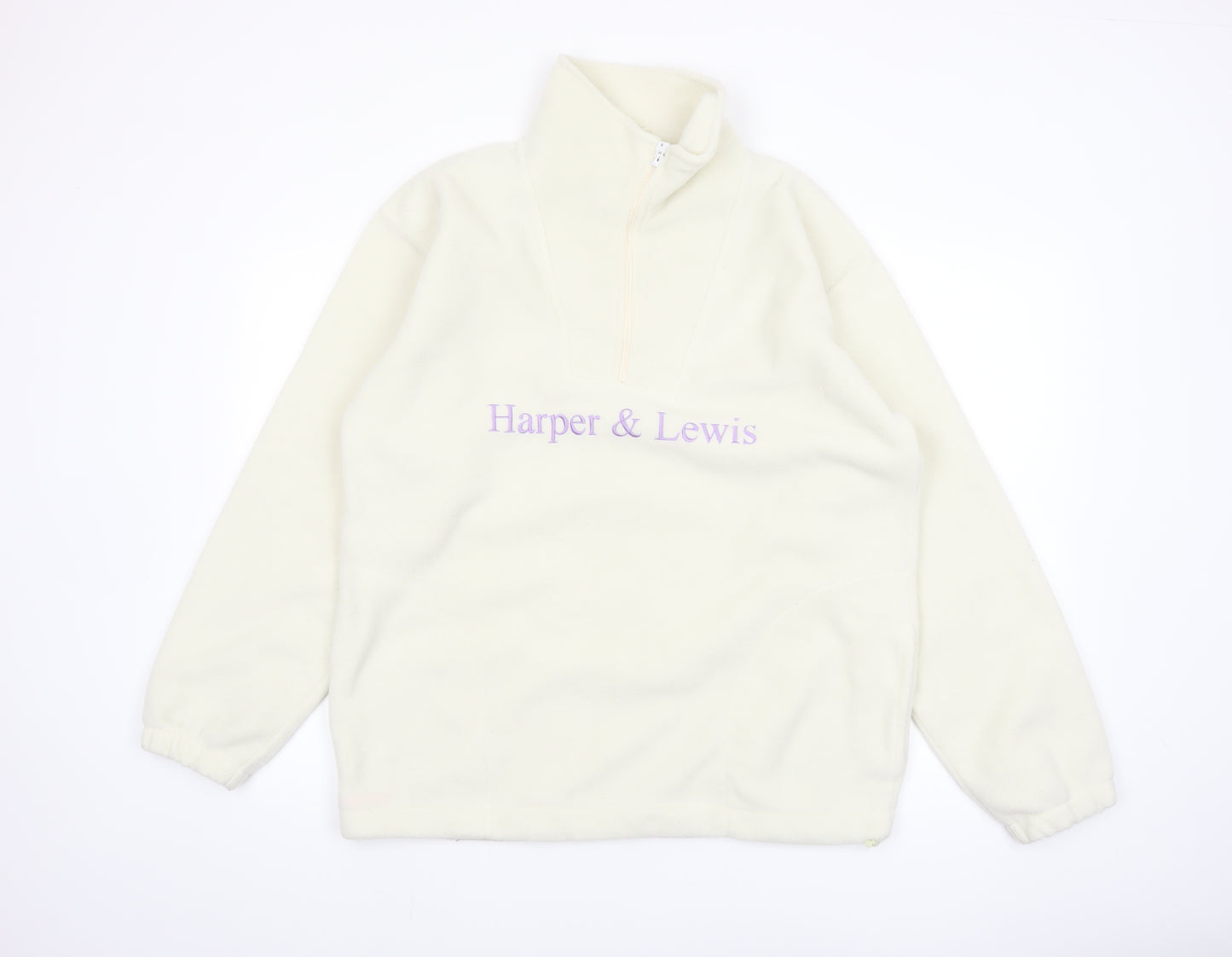 Harper & Lewis Mens Ivory Fleece 1/4 Zip Sweatshirt M Regular Fit