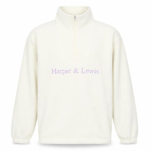 Harper & Lewis Mens Ivory Fleece 1/4 Zip Sweatshirt M Regular Fit