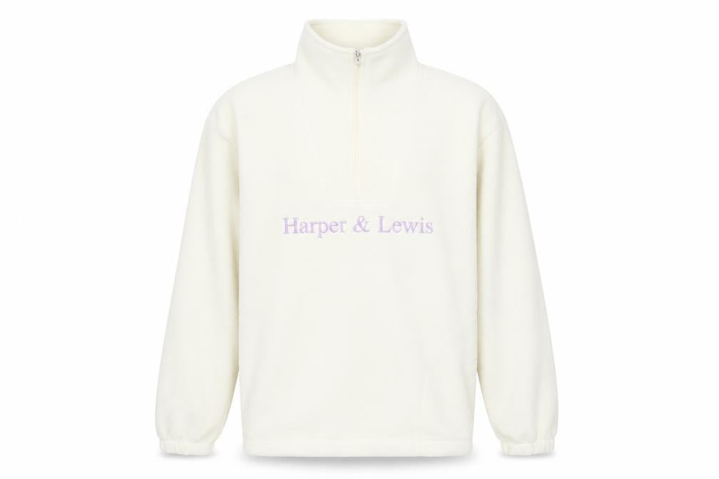 Harper & Lewis Mens Ivory Fleece 1/4 Zip Sweatshirt M Regular Fit