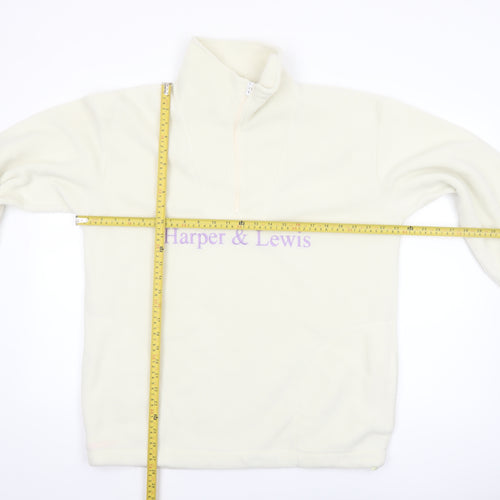 Harper & Lewis Mens Ivory Fleece 1/4 Zip Sweatshirt M Regular Fit