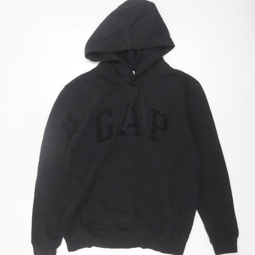 GAP Men's Black Hoodie Small Pullover Fleece Cotton Blend Logo