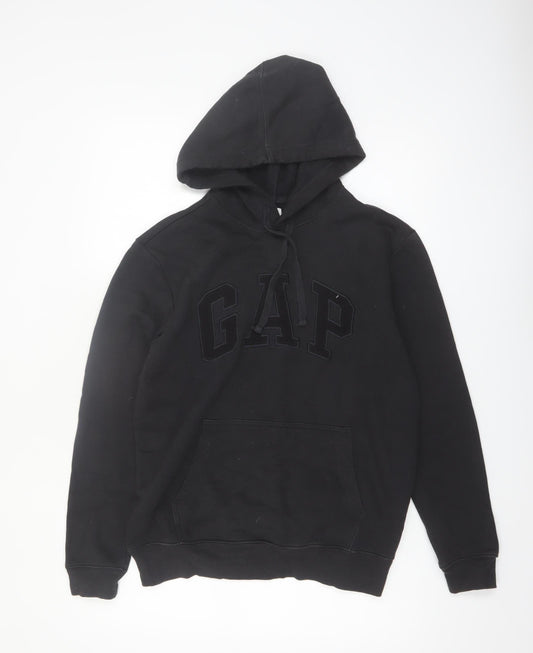 GAP Men's Black Hoodie Small Pullover Fleece Cotton Blend Logo