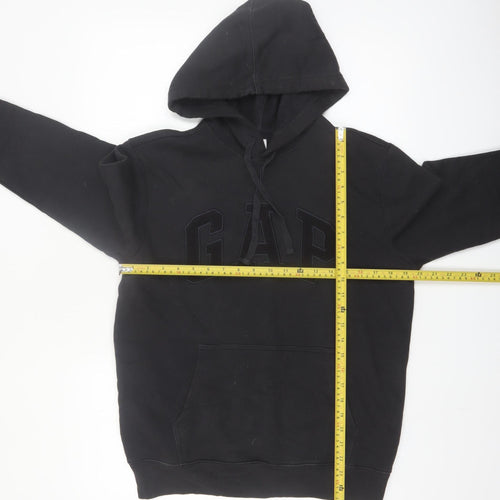 GAP Men's Black Hoodie Small Pullover Fleece Cotton Blend Logo