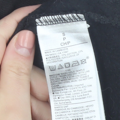 GAP Men's Black Hoodie Small Pullover Fleece Cotton Blend Logo