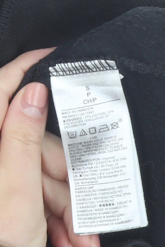 GAP Men's Black Hoodie Small Pullover Fleece Cotton Blend Logo