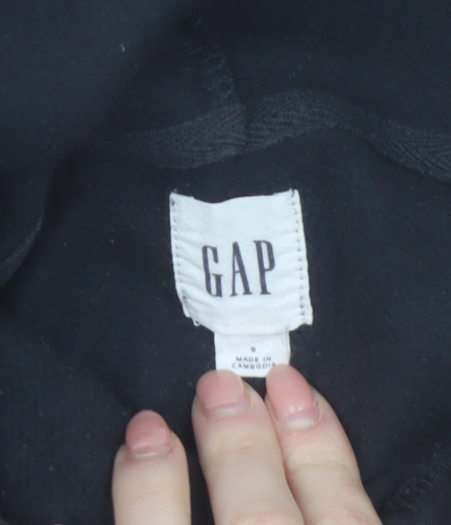 GAP Men's Black Hoodie Small Pullover Fleece Cotton Blend Logo