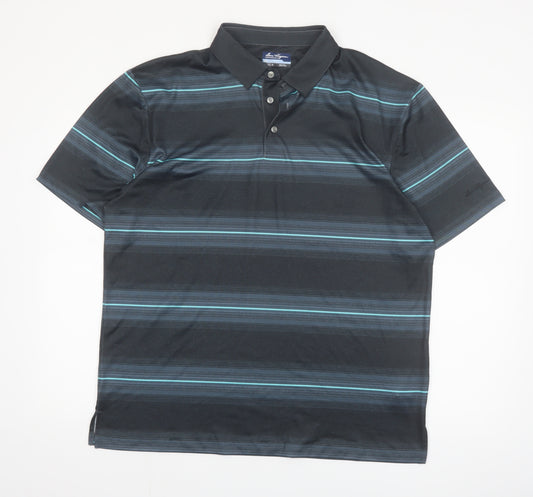 Ben Hogan Men’s Black Striped Golf Polo Shirt Size L Performance Fit