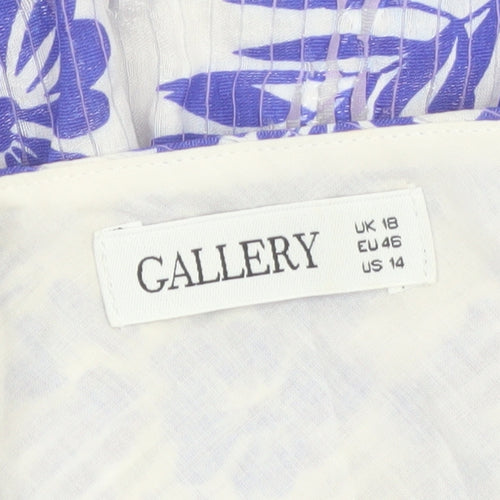 Gallery Womens Blue Floral Fit & Flare Sleeveless Knee Length Dress UK 18