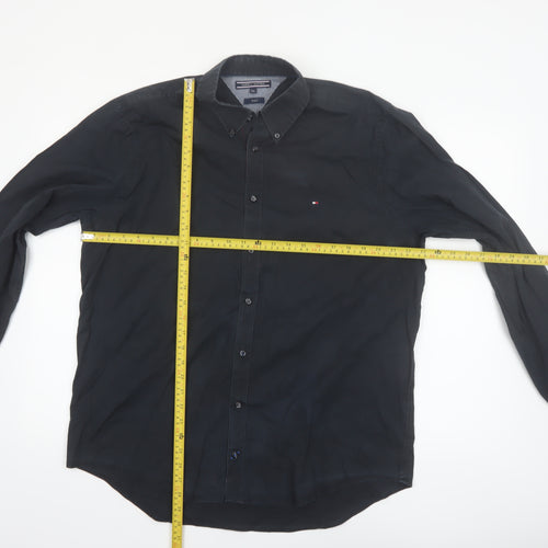 Tommy Hilfiger Men's Black 2XL Stretch Cotton Long Sleeve Button-Up Shirt