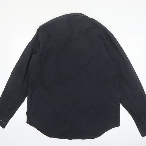 Tommy Hilfiger Men's Black 2XL Stretch Cotton Long Sleeve Button-Up Shirt