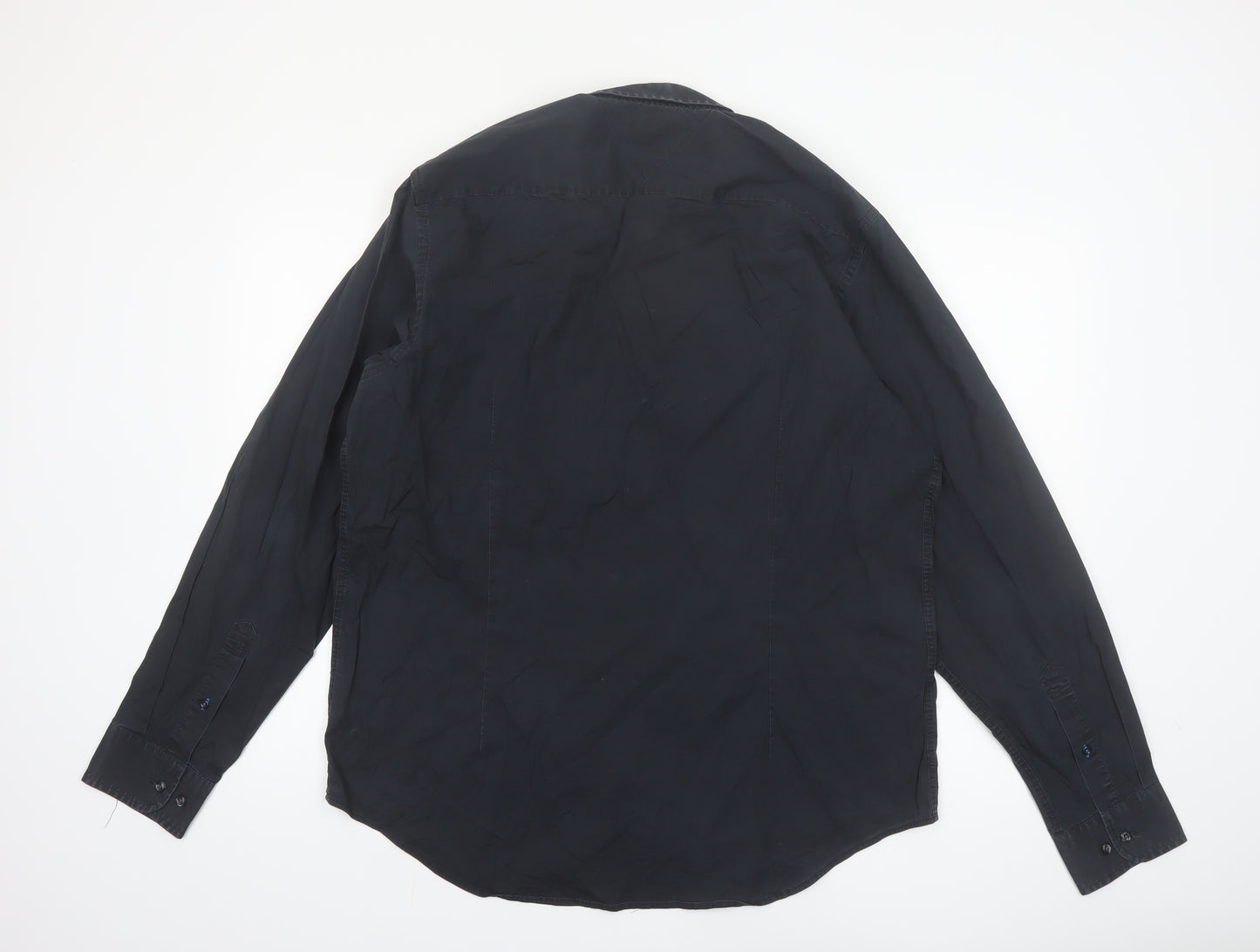 Tommy Hilfiger Men's Black 2XL Stretch Cotton Long Sleeve Button-Up Shirt