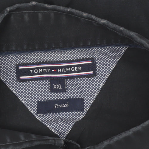 Tommy Hilfiger Men's Black 2XL Stretch Cotton Long Sleeve Button-Up Shirt