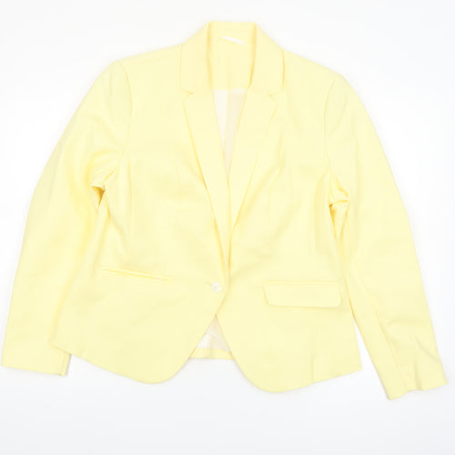 Marks and Spencer Women Yellow Single-Breasted Blazer UK 16 Cotton Blend