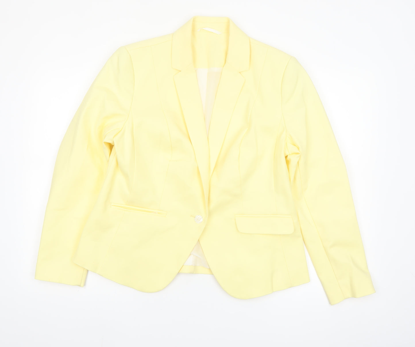 Marks and Spencer Women Yellow Single-Breasted Blazer UK 16 Cotton Blend
