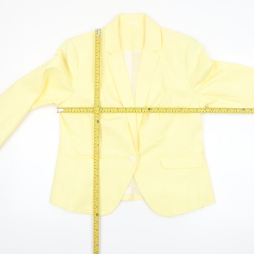 Marks and Spencer Women Yellow Single-Breasted Blazer UK 16 Cotton Blend