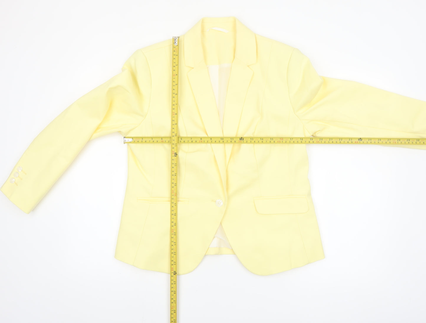 Marks and Spencer Women Yellow Single-Breasted Blazer UK 16 Cotton Blend