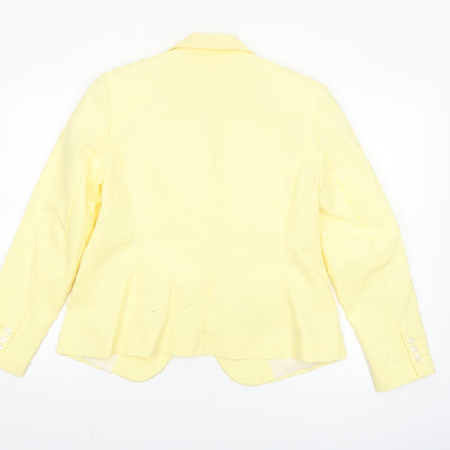 Marks and Spencer Women Yellow Single-Breasted Blazer UK 16 Cotton Blend