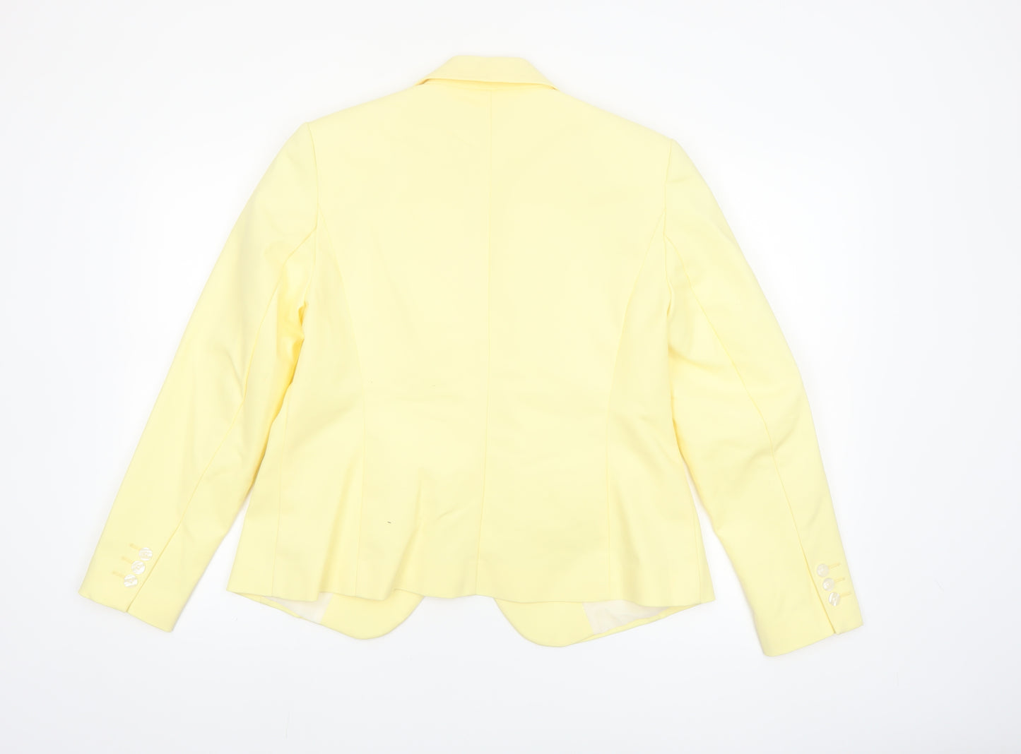 Marks and Spencer Women Yellow Single-Breasted Blazer UK 16 Cotton Blend