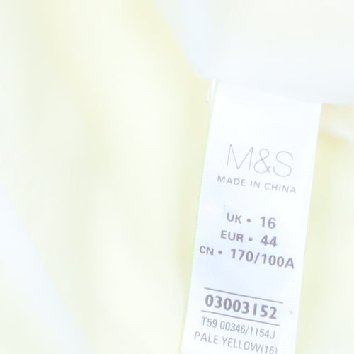 Marks and Spencer Women Yellow Single-Breasted Blazer UK 16 Cotton Blend