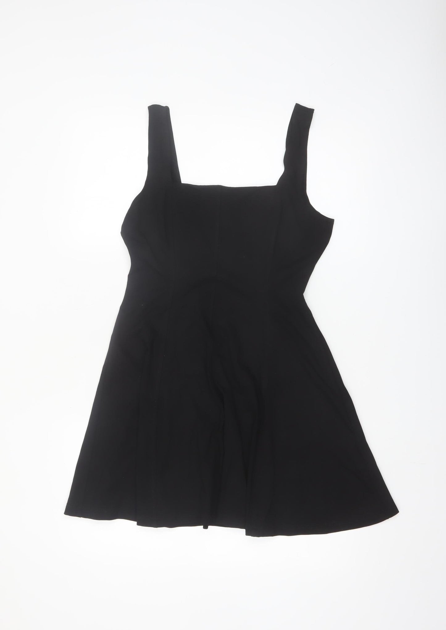 H&M Women’s Black A-Line Stretch Knee Length Dress Size 12