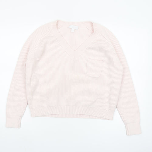 The White Company Women Ivory V-Neck Knit Jumper Size 12