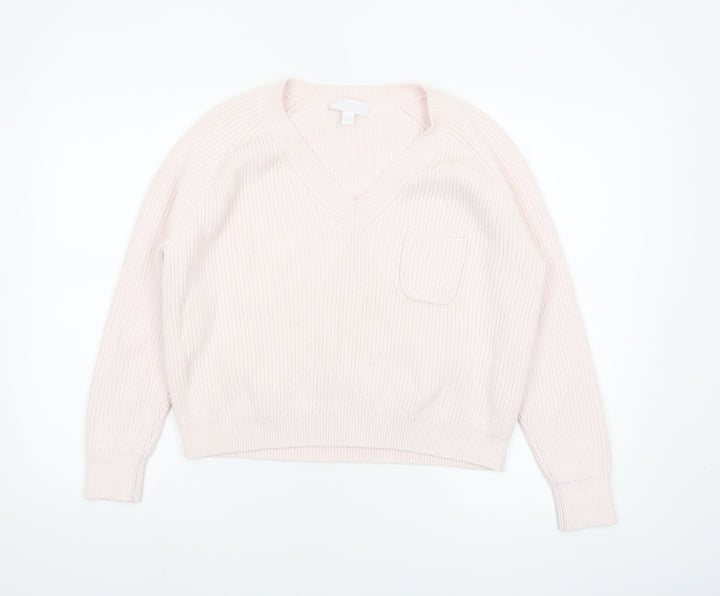 The White Company Women Ivory V-Neck Knit Jumper Size 12