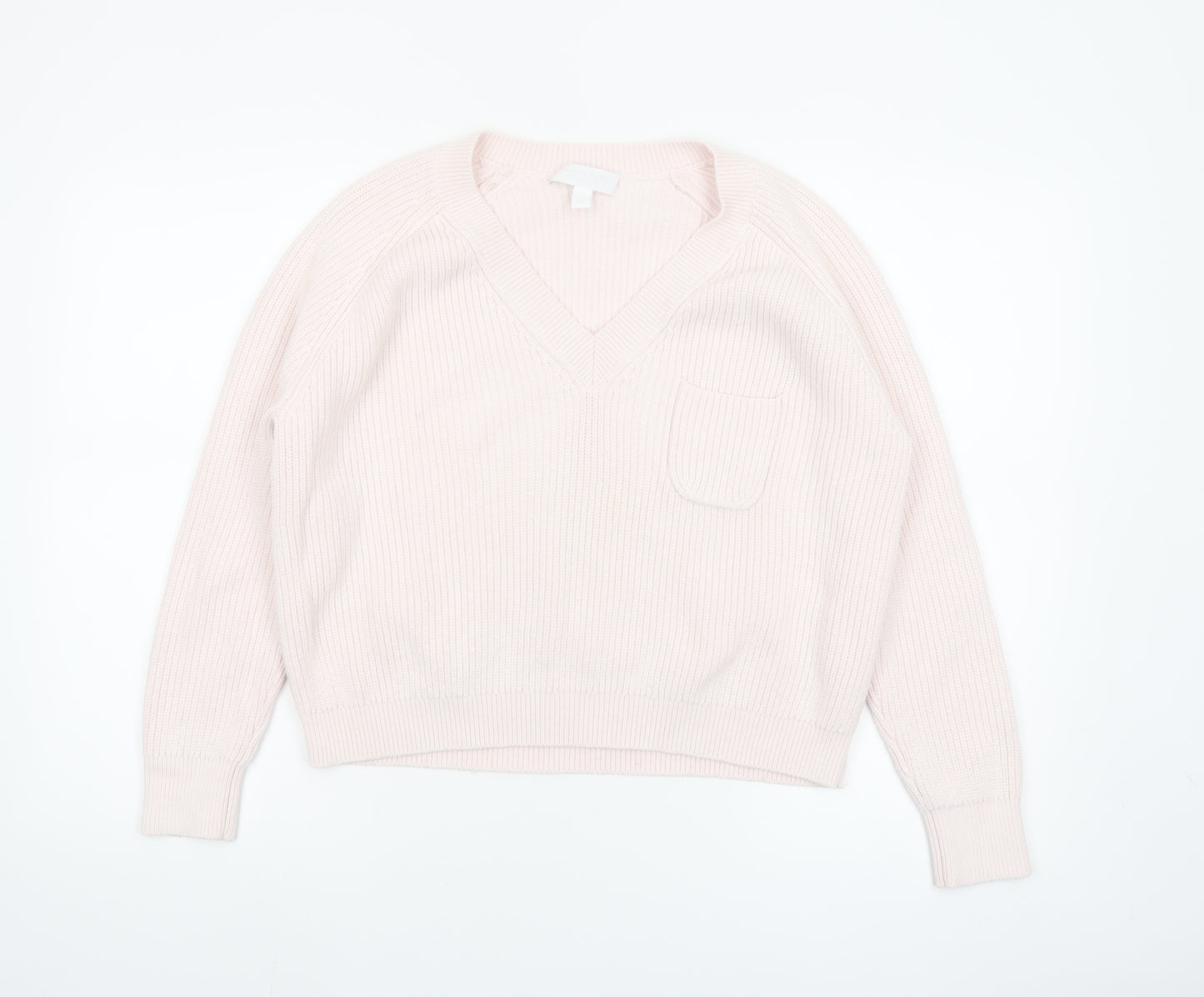 The White Company Women Ivory V-Neck Knit Jumper Size 12