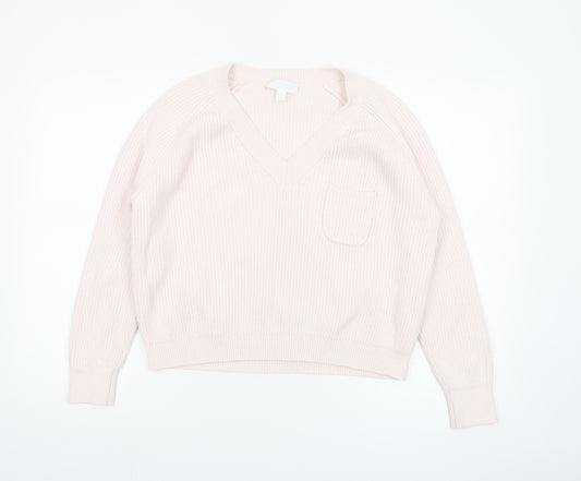 The White Company Women Ivory V-Neck Knit Jumper Size 12