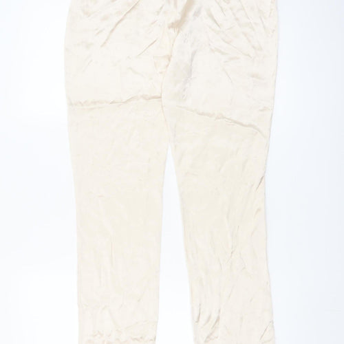 Zara Women Beige Flared Stretch Satin Trousers Size M