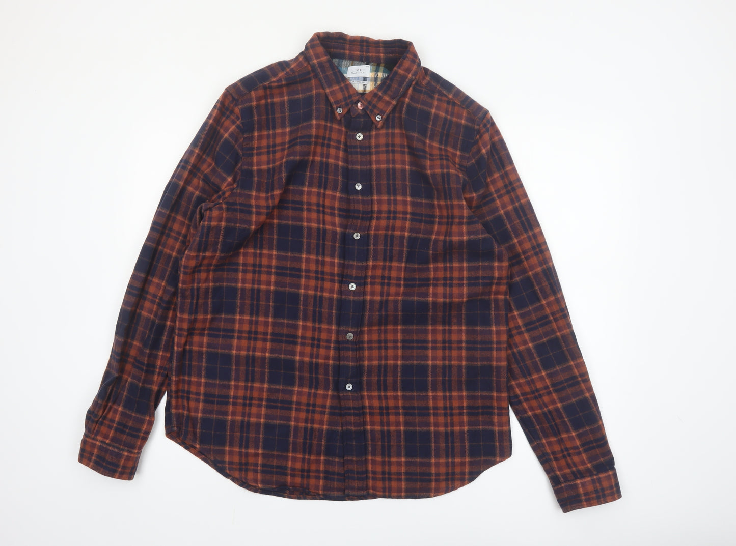 Paul Smith Men's Brown Plaid Flannel Tailored Fit Shirt 2XL