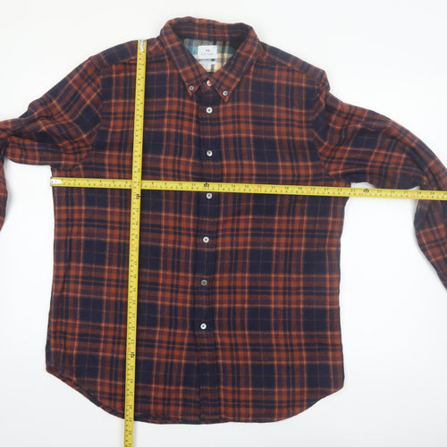 Paul Smith Men's Brown Plaid Flannel Tailored Fit Shirt 2XL