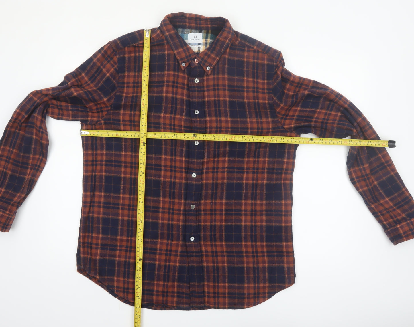 Paul Smith Men's Brown Plaid Flannel Tailored Fit Shirt 2XL