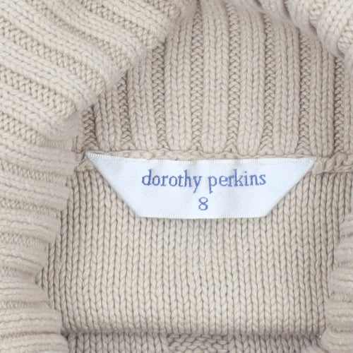 Dorothy Perkins Women Beige Size 8 Sleeveless Roll Neck Cable Knit Jumper Vest