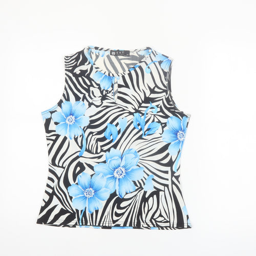 SKY Designs Women’s Multicoloured Floral Zebra Tank Top Size M