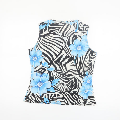 SKY Designs Women’s Multicoloured Floral Zebra Tank Top Size M