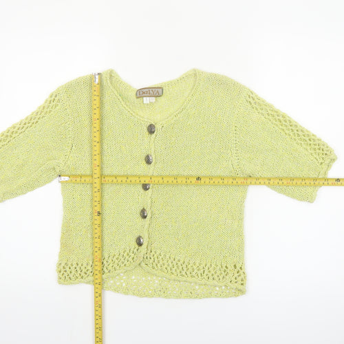 Dalya Women's Green Short Sleeve Open Knit Cardigan S
