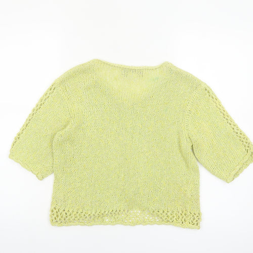 Dalya Women's Green Short Sleeve Open Knit Cardigan S